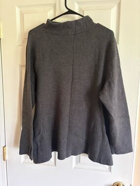 J. Jill Charcoal Gray Mockneck Wool Swing Sweater